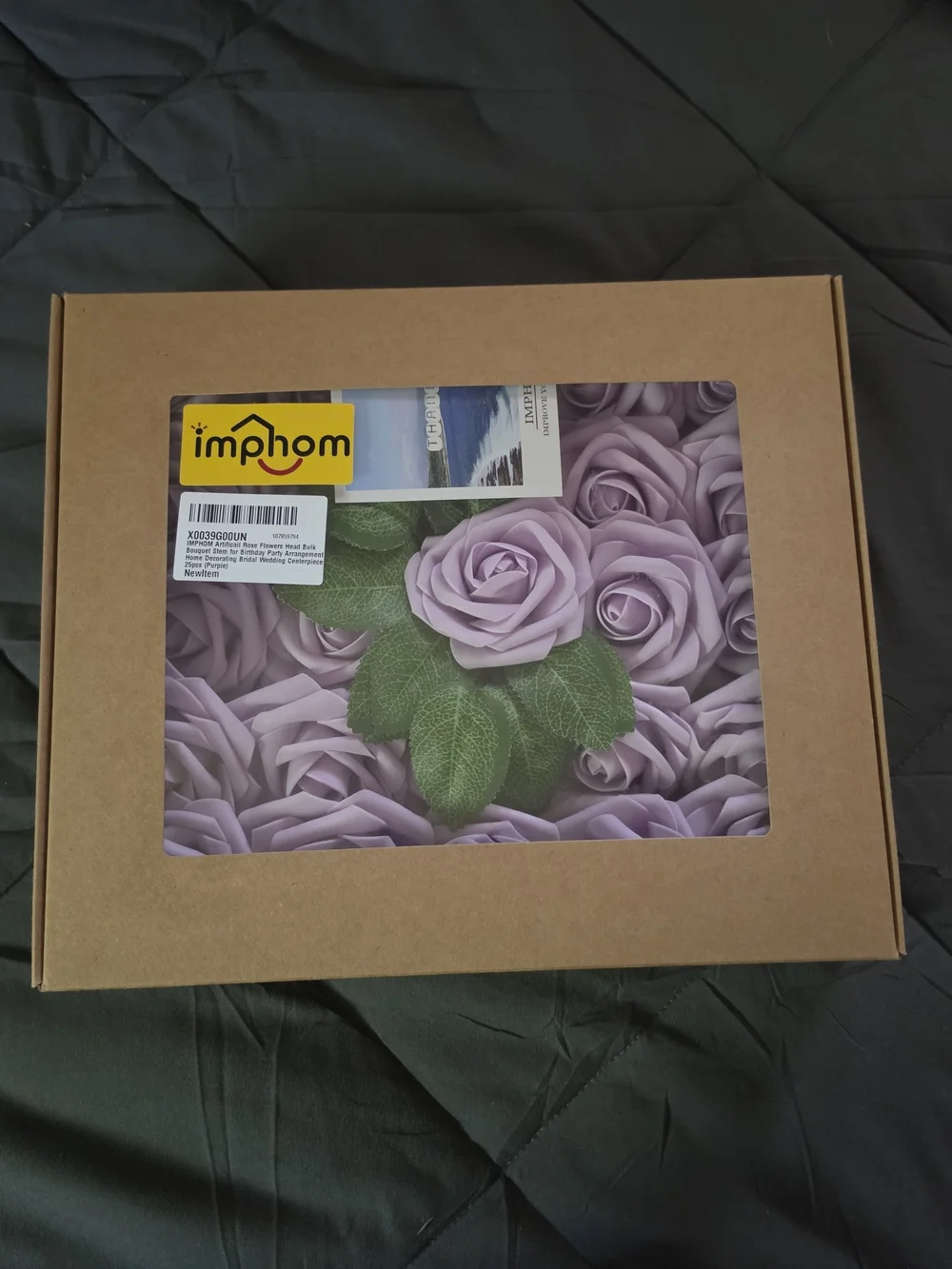 Lavender Foam Rose Bundle with Green Leaves - Faux Floral Accent